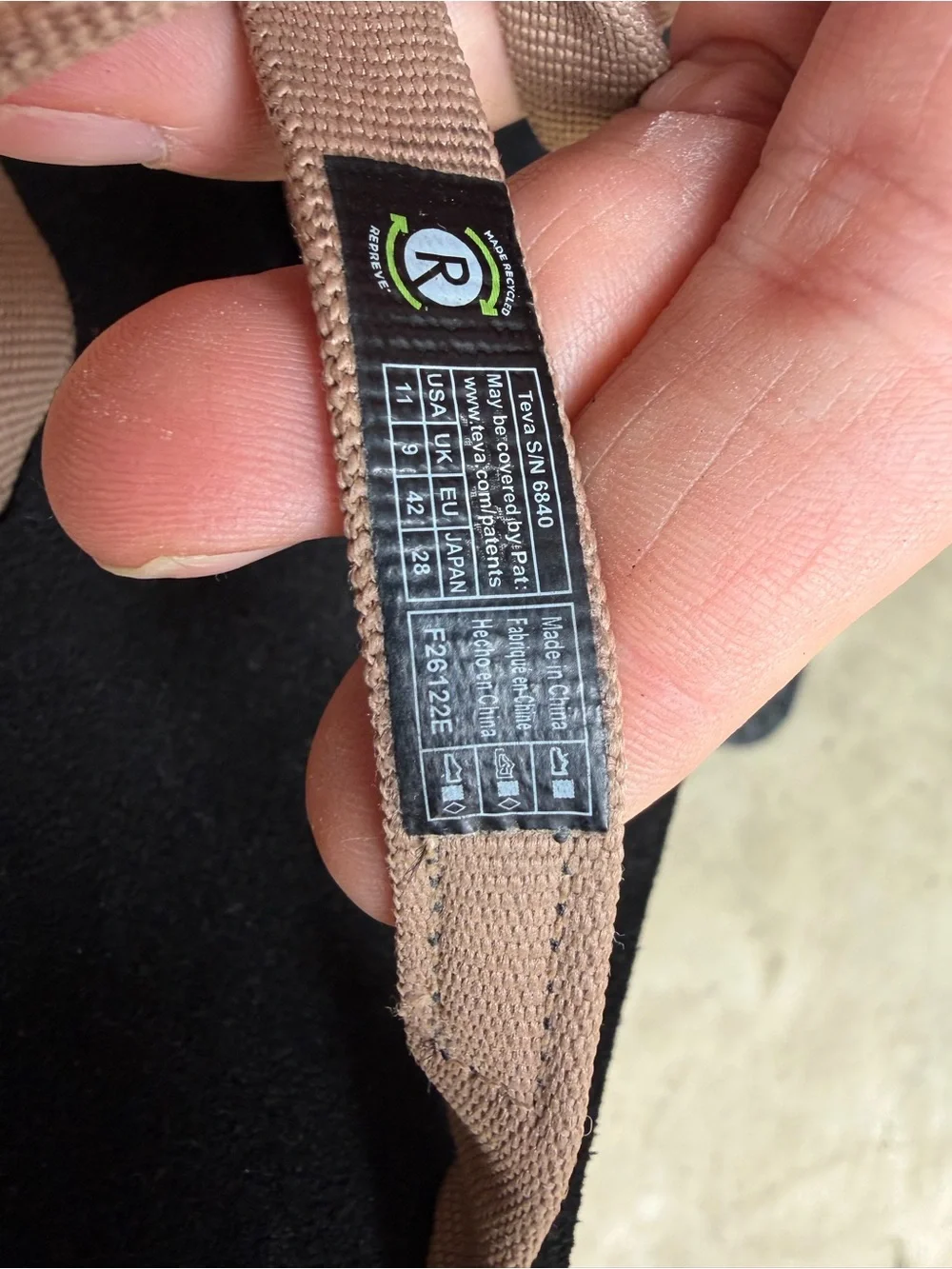 Teva Women's Black Sandals with Light Brown Patterned Straps